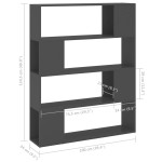 vidaXL Bibliotecă/Separator cameră, gri, 100x24x124 cm vidaXL Bibliotecă/Separator cameră, gri, 100x24x124 cm