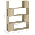 vidaXL Bibliotecă/Separator cameră, stejar sonoma, 100x24x124 cm vidaXL Bibliotecă/Separator cameră, stejar sonoma, 100x24x124 cm