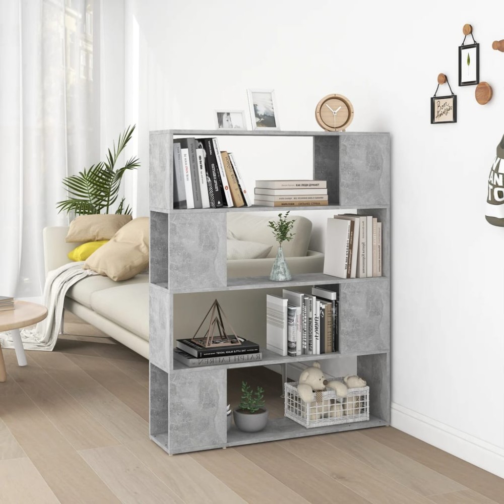 vidaXL Bibliotecă/Separator cameră, gri beton, 100x24x124 cm