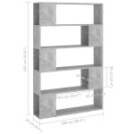 vidaXL Bibliotecă/Separator cameră, gri beton, 100x24x155 cm, PAL vidaXL Bibliotecă/Separator cameră, gri beton, 100x24x155 cm, PAL