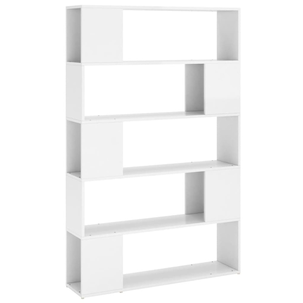 vidaXL Bibliotecă/Separator, alb extralucios, lemn prelucrat
