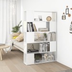 vidaXL Bibliotecă/Separator, alb extralucios, lemn prelucrat vidaXL Bibliotecă/Separator, alb extralucios, lemn prelucrat
