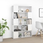 vidaXL Bibliotecă/Separator, alb extralucios, lemn prelucrat vidaXL Bibliotecă/Separator, alb extralucios, lemn prelucrat
