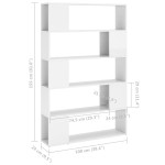 vidaXL Bibliotecă/Separator, alb extralucios, lemn prelucrat vidaXL Bibliotecă/Separator, alb extralucios, lemn prelucrat