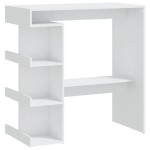 vidaXL Masă bar cu raft de depozitare, alb, 100x50x101,5 cm, PAL vidaXL Masă bar cu raft de depozitare, alb, 100x50x101,5 cm, PAL