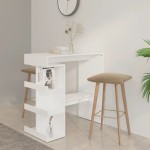 vidaXL Masă bar cu raft de depozitare, alb, 100x50x101,5 cm, PAL vidaXL Masă bar cu raft de depozitare, alb, 100x50x101,5 cm, PAL