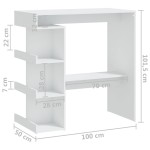 vidaXL Masă bar cu raft de depozitare, alb, 100x50x101,5 cm, PAL vidaXL Masă bar cu raft de depozitare, alb, 100x50x101,5 cm, PAL