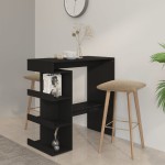 vidaXL Masă bar cu raft de depozitare, negru, 100x50x101,5 cm, PAL vidaXL Masă bar cu raft de depozitare, negru, 100x50x101,5 cm, PAL