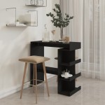 vidaXL Masă bar cu raft de depozitare, negru, 100x50x101,5 cm, PAL vidaXL Masă bar cu raft de depozitare, negru, 100x50x101,5 cm, PAL