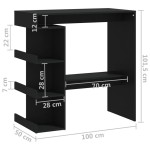vidaXL Masă bar cu raft de depozitare, negru, 100x50x101,5 cm, PAL vidaXL Masă bar cu raft de depozitare, negru, 100x50x101,5 cm, PAL