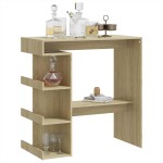 vidaXL Masă bar cu raft depozitare stejar sonoma 100x50x101,5 cm PAL vidaXL Masă bar cu raft depozitare stejar sonoma 100x50x101,5 cm PAL