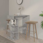vidaXL Masă bar cu raft de depozitare, gri beton, 100x50x101,5 cm, PAL vidaXL Masă bar cu raft de depozitare, gri beton, 100x50x101,5 cm, PAL