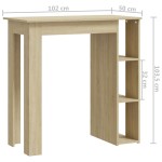 vidaXL Masă de bar cu raft, stejar Sonoma, 102x50x103,5 cm, PAL