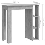 vidaXL Masă de bar cu raft, gri beton,102x50x103,5 cm, PAL vidaXL Masă de bar cu raft, gri beton,102x50x103,5 cm, PAL