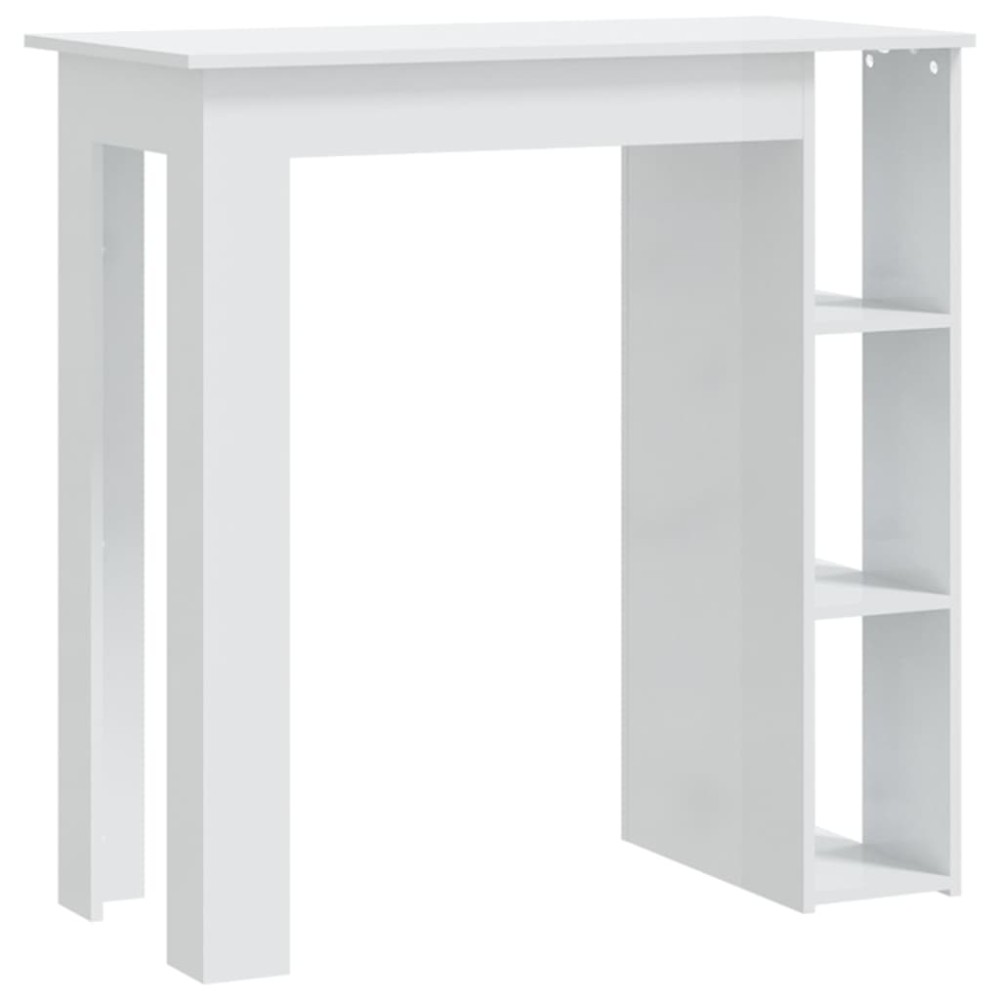 vidaXL Masă de bar cu raft, alb extralucios, 102x50x103,5 cm, PAL