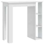 vidaXL Masă de bar cu raft, alb extralucios, 102x50x103,5 cm, PAL
