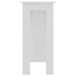 vidaXL Masă de bar cu raft, alb extralucios, 102x50x103,5 cm, PAL