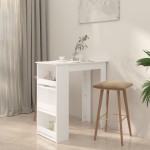 vidaXL Masă de bar cu raft de depozitare, alb, 102x50x103,5 cm, PAL vidaXL Masă de bar cu raft de depozitare, alb, 102x50x103,5 cm, PAL
