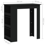 vidaXL Masă de bar cu raft de depozitare, negru, 102x50x103,5 cm, PAL vidaXL Masă de bar cu raft de depozitare, negru, 102x50x103,5 cm, PAL