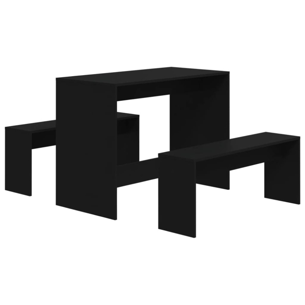 vidaXL Set mobilier de bucătărie, 3 piese, negru, PAL