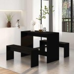 vidaXL Set mobilier de bucătărie, 3 piese, negru, PAL vidaXL Set mobilier de bucătărie, 3 piese, negru, PAL