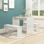 vidaXL Set mobilier de bucătărie, 3 piese, alb extralucios, PAL vidaXL Set mobilier de bucătărie, 3 piese, alb extralucios, PAL