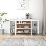 vidaXL Servantă, alb extralucios, 135x41x75 cm, PAL vidaXL Servantă, alb extralucios, 135x41x75 cm, PAL