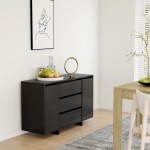 vidaXL Servantă cu 3 sertare, negru, 120x41x75 cm, PAL vidaXL Servantă cu 3 sertare, negru, 120x41x75 cm, PAL