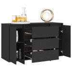 vidaXL Servantă cu 3 sertare, negru, 120x41x75 cm, PAL vidaXL Servantă cu 3 sertare, negru, 120x41x75 cm, PAL