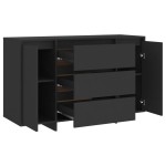 vidaXL Servantă cu 3 sertare, negru, 120x41x75 cm, PAL vidaXL Servantă cu 3 sertare, negru, 120x41x75 cm, PAL