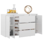 vidaXL Servantă cu 3 sertare, alb extralucios, 120x41x75 cm, PAL