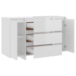 vidaXL Servantă cu 3 sertare, alb extralucios, 120x41x75 cm, PAL