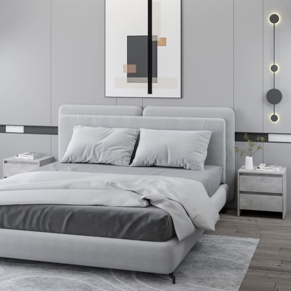 vidaXL Noptiere, 2 buc., gri beton, 45x34,5x44,5 cm, PAL