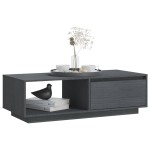 vidaXL Măsuță de cafea, 110x50x33,5 cm, gri, lemn masiv de pin vidaXL Măsuță de cafea, 110x50x33,5 cm, gri, lemn masiv de pin