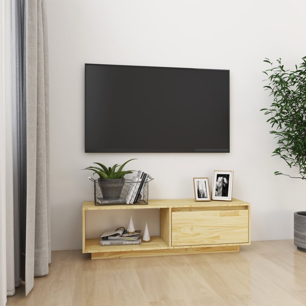 vidaXL Comodă TV, 110x30x33,5 cm, lemn masiv de pin