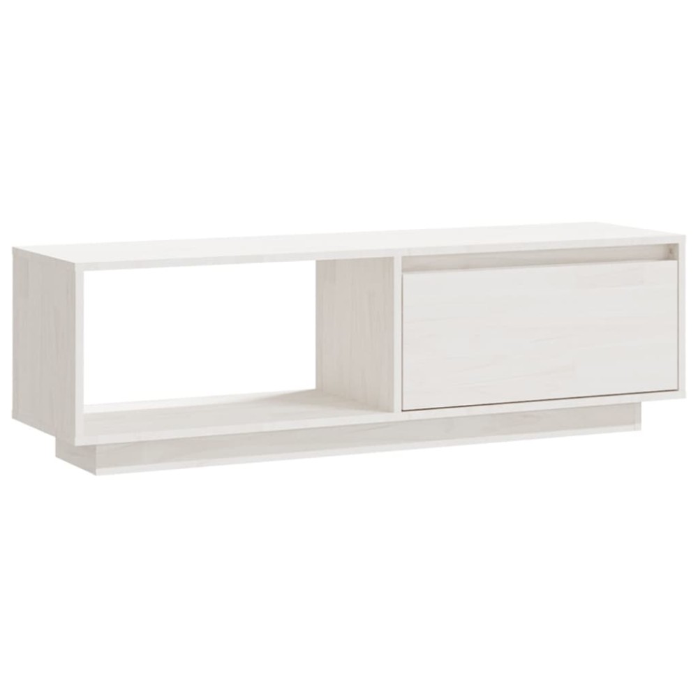 vidaXL Comodă TV, alb, 110x30x33,5 cm, lemn masiv de pin