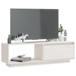 vidaXL Comodă TV, alb, 110x30x33,5 cm, lemn masiv de pin