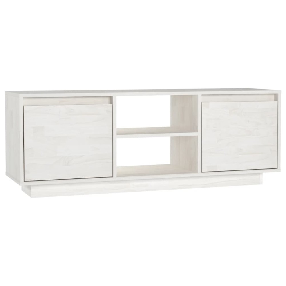 vidaXL Comodă TV, alb, 110x30x40 cm, lemn masiv de pin