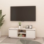 vidaXL Comodă TV, alb, 110x30x40 cm, lemn masiv de pin