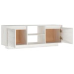 vidaXL Comodă TV, alb, 110x30x40 cm, lemn masiv de pin