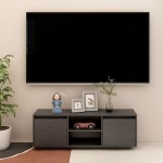 vidaXL Comodă TV, gri, 110x30x40 cm, lemn masiv de pin vidaXL Comodă TV, gri, 110x30x40 cm, lemn masiv de pin