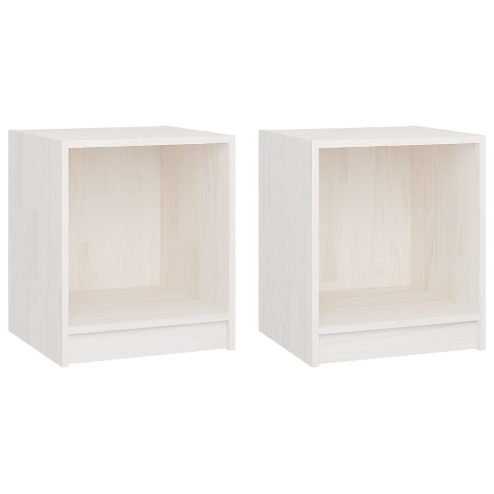 vidaXL Noptiere, 2 buc., alb, 35,5x33,5x41,5 cm, lemn masiv de pin