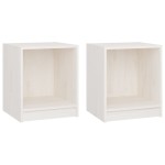 vidaXL Noptiere, 2 buc., alb, 35,5x33,5x41,5 cm, lemn masiv de pin