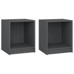 vidaXL Noptiere, 2 buc., gri, 35,5x33,5x41,5 cm, lemn masiv de pin vidaXL Noptiere, 2 buc., gri, 35,5x33,5x41,5 cm, lemn masiv de pin