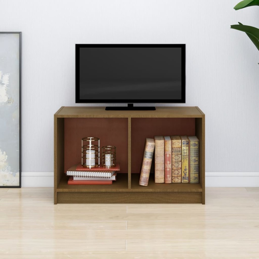 vidaXL Comodă TV, maro miere, 70x33x42 cm, lemn masiv de pin