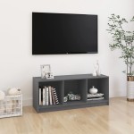 vidaXL Comodă TV, gri, 104x33x41 cm, lemn masiv de pin vidaXL Comodă TV, gri, 104x33x41 cm, lemn masiv de pin