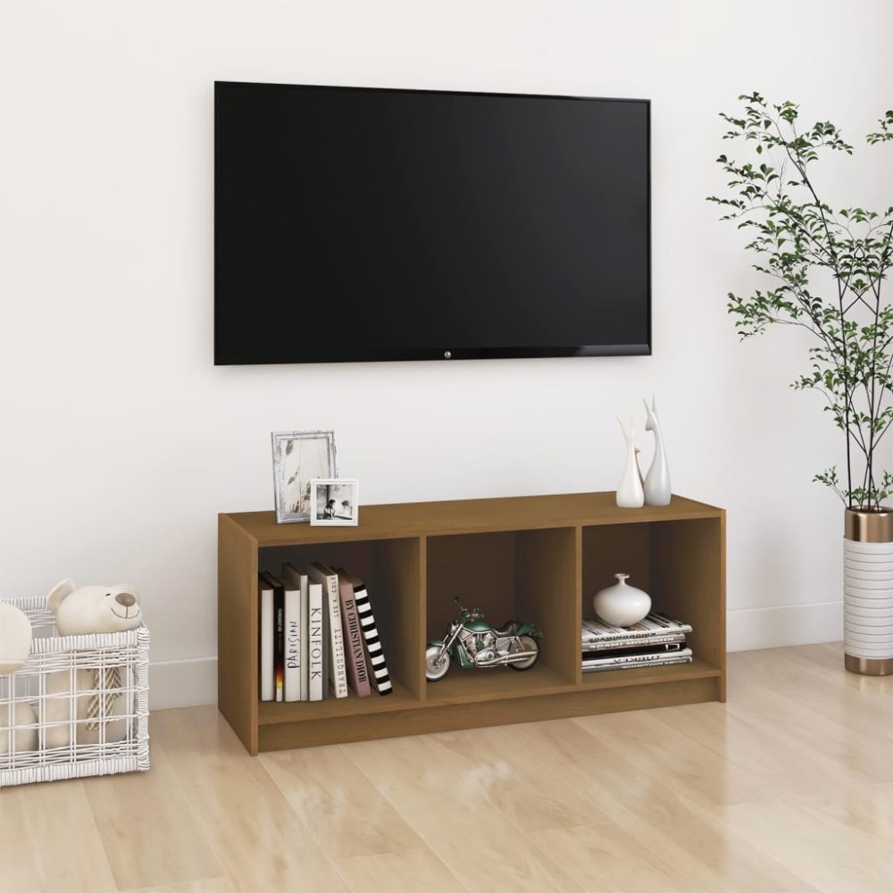 vidaXL Comodă TV, maro miere, 104x33x41 cm, lemn masiv de pin