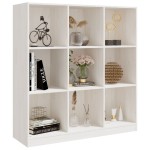 vidaXL Bibliotecă/Separator cameră alb 104x33,5x110 cm lemn masiv pin