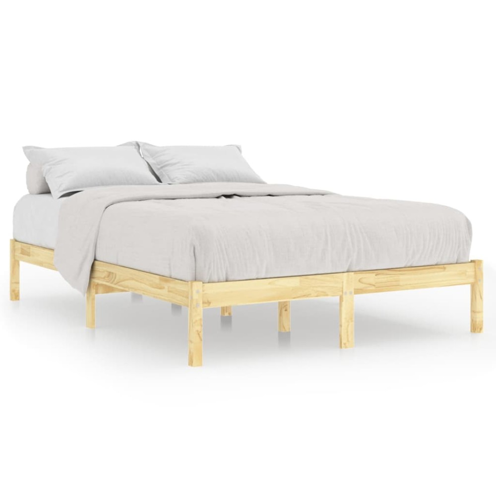 vidaXL Cadru de pat dublu, 135x190 cm, lemn masiv