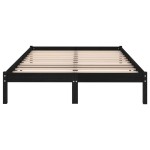 vidaXL Cadru de pat dublu, negru, 135x190 cm, lemn masiv